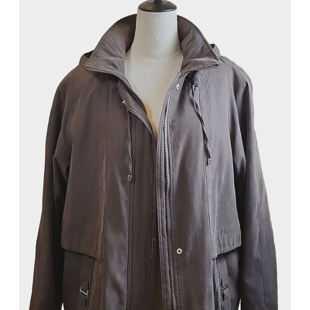 Fleet Street Ltd. Men's Brown Coat w/Detachable Flannel Lining & Hood Size Large